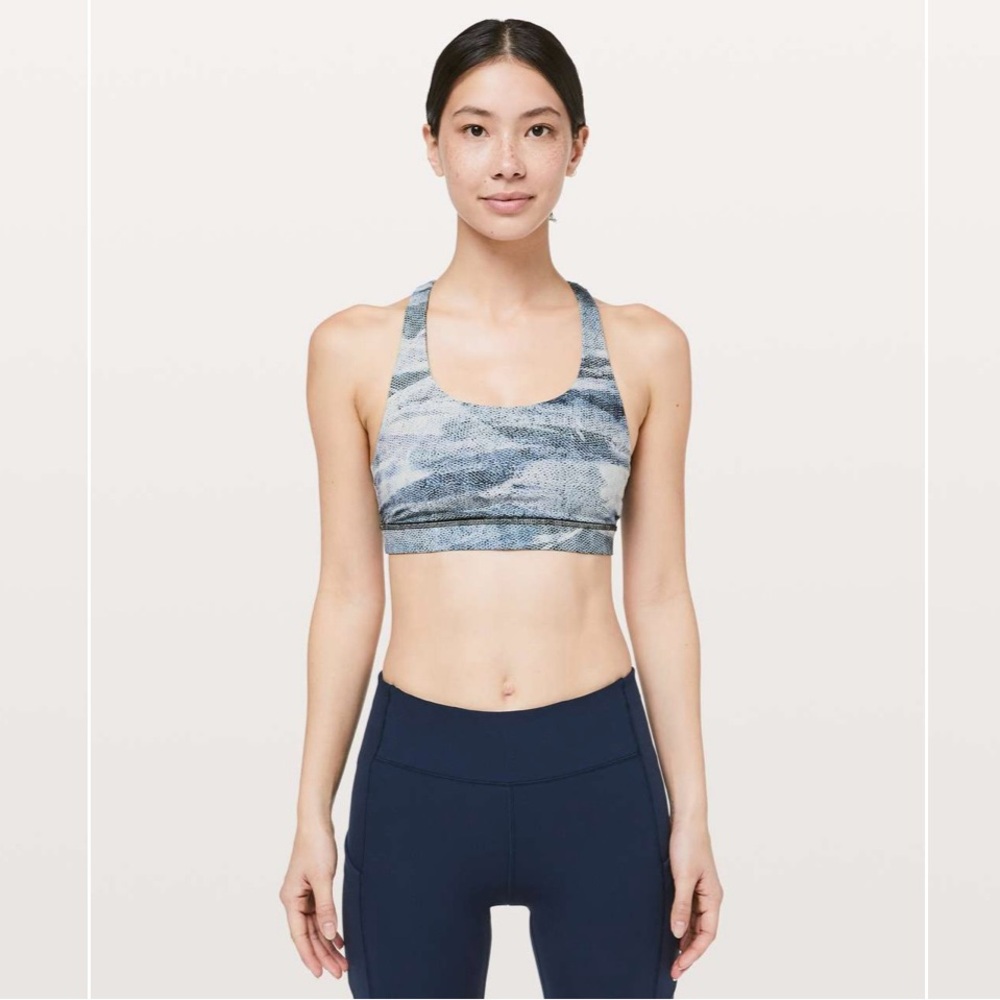 Lululemon" Invigorate Bra Mesh Scape Multi /True Navy
